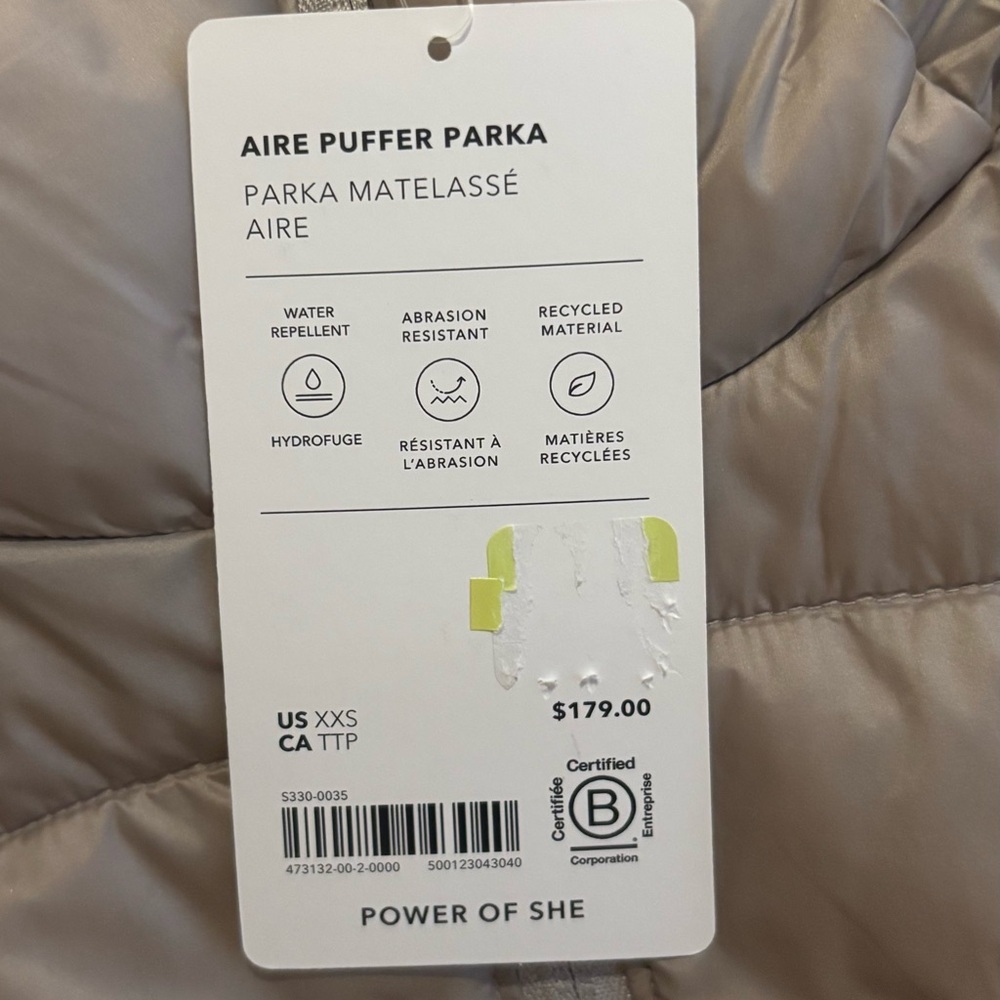 Athleta Aire Puffer Parka in Feather Size XX-Small NWT - Picture 7 of 7